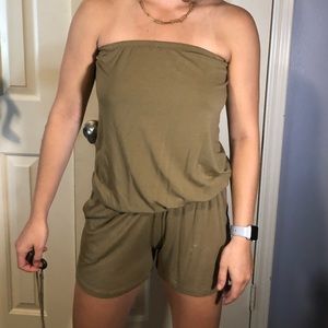 Tan Small Romper with Removal Neck Piece